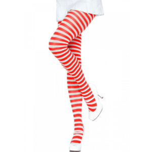 Leg Avenue - Medias de Rayas Blanco/rojo