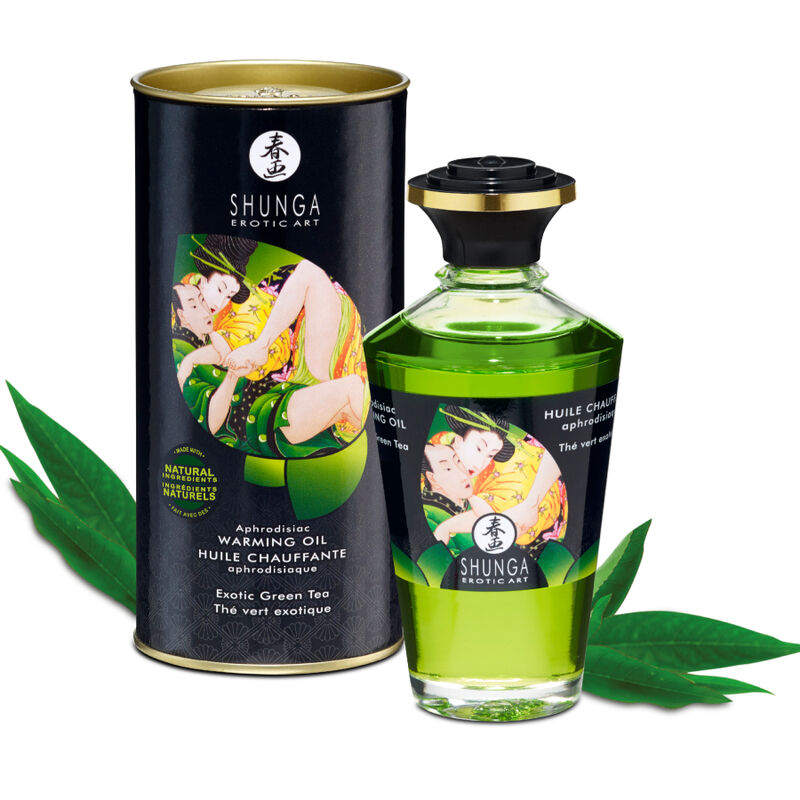 Shunga - Aceite Masaje Efecto Calor Te Verde Orgánico 100 Ml 1 Shunga - Aceite Masaje Efecto Calor Te Verde Orgánico 100 Ml