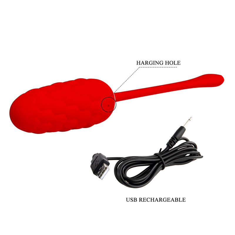 Pretty Love - Huevo Vibrador Con Textura Marina Recargable Rojo 9 Pretty Love - Huevo Vibrador Con Textura Marina Recargable Rojo - Imagen 9