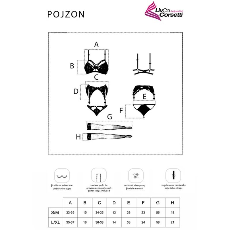 Livco Corsetti Fashion - Pojzon Lc 90670 Sujetador + Medias + Liguero + Panty Negro 3 Livco Corsetti Fashion - Pojzon Lc 90670 Sujetador + Medias + Liguero + Panty Negro - Imagen 3
