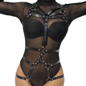 Subblime - Arnés de Cuerpo Correas Ajustable Cuero Negro