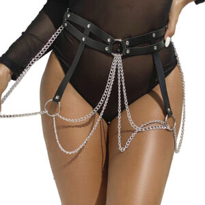 Subblime - Cinturon de Cadenas Anillas Cuero Negro