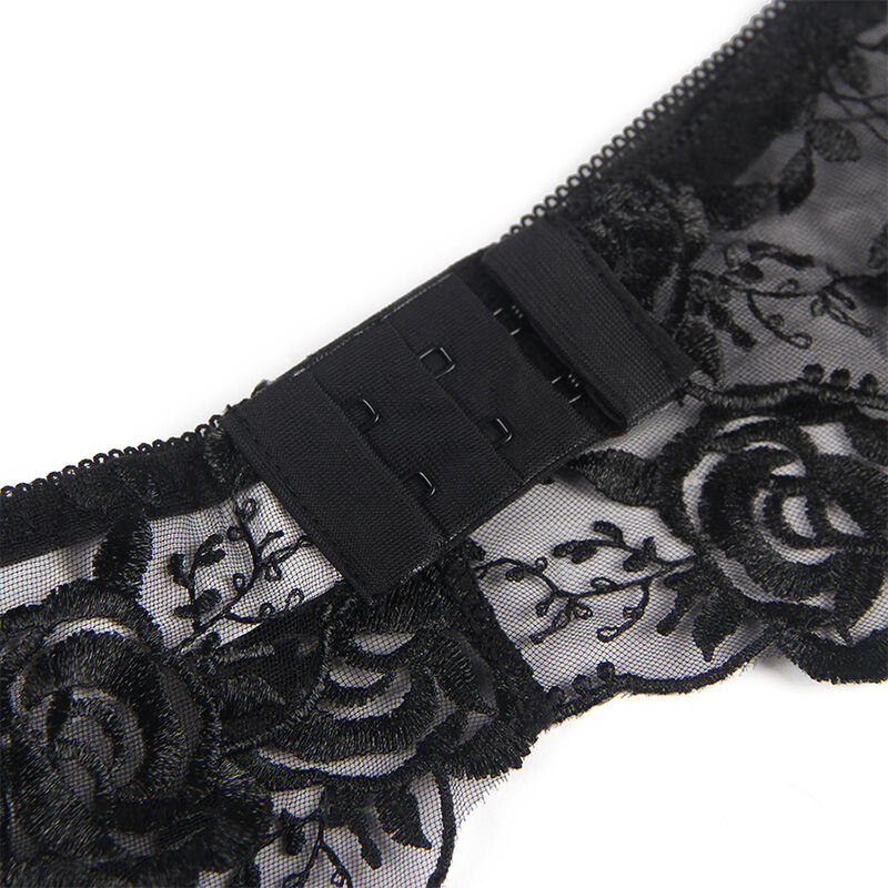 Subblime - Set De 3 Piezas Sujetador + Tanga + Liga Estampado Floral Negro 11 Subblime - Set De 3 Piezas Sujetador + Tanga + Liga Estampado Floral Negro - Imagen 11