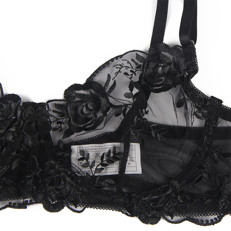 Subblime - Set De 3 Piezas Sujetador + Tanga + Liga Estampado Floral Negro 27 Subblime - Set De 3 Piezas Sujetador + Tanga + Liga Estampado Floral Negro - Imagen 27