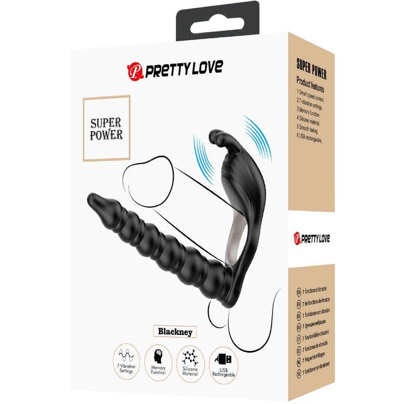 Pretty Love - Blackney Anillo Pene Con Plug Vibrador Negro 7 Pretty Love - Blackney Anillo Pene Con Plug Vibrador Negro - Imagen 7