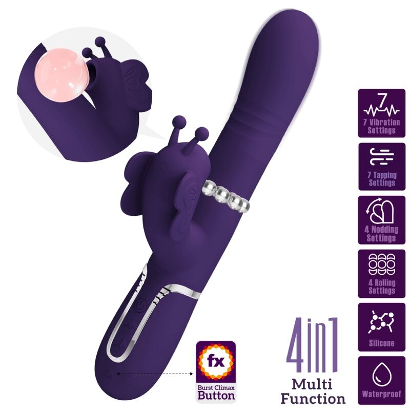 Pretty Love - Vibrador Rabbit Multifunción 4 En 1 Mariposa Morado 10 Pretty Love - Vibrador Rabbit Multifunción 4 En 1 Mariposa Morado - Imagen 10