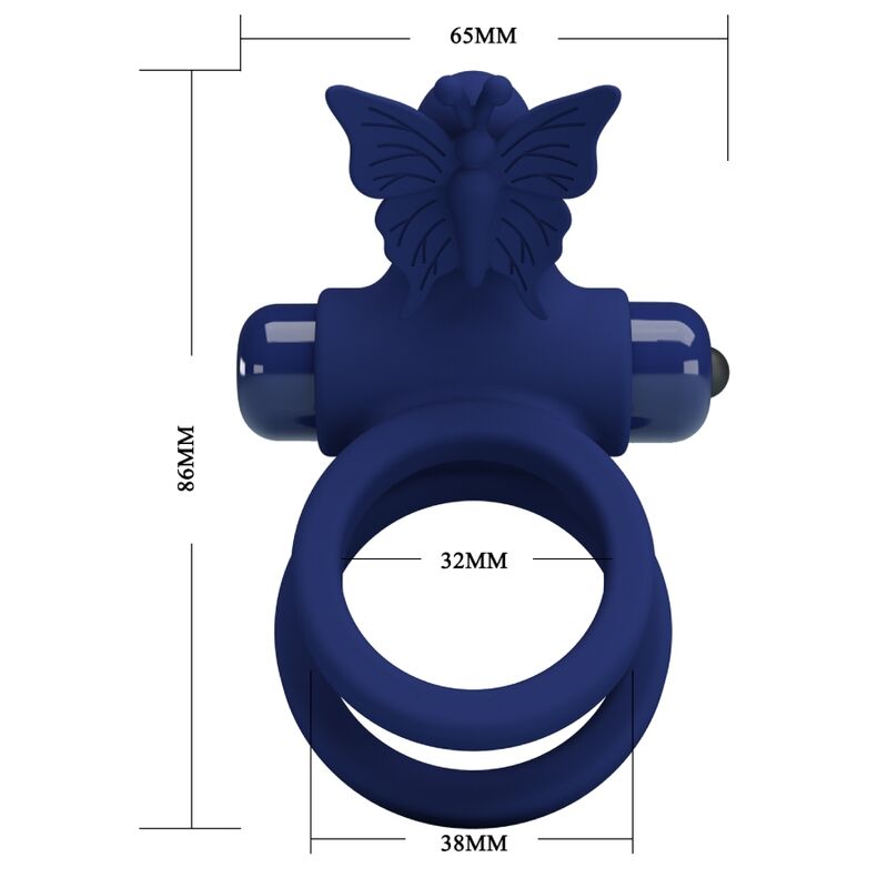 Pretty Love - Jamele Doble Anillo Con Vibración &Amp; Estimulador Mariposa Azul 7 Pretty Love - Jamele Doble Anillo Con Vibración &Amp; Estimulador Mariposa Azul - Imagen 7