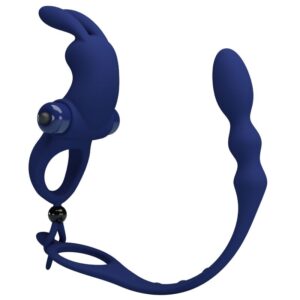 Pretty Love - Ayad Anillo Vibrador Rabbit con Plug Azul