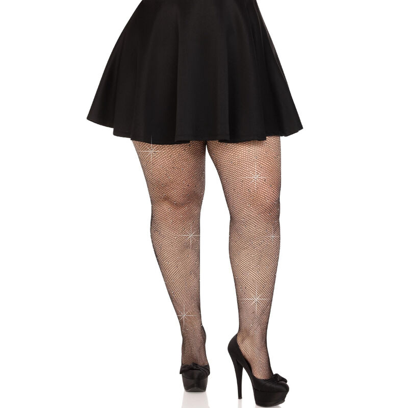 Leg Avenue - Medias Rejilla Cristalizada Negro Plus Size 1 Leg Avenue - Medias Rejilla Cristalizada Negro Plus Size