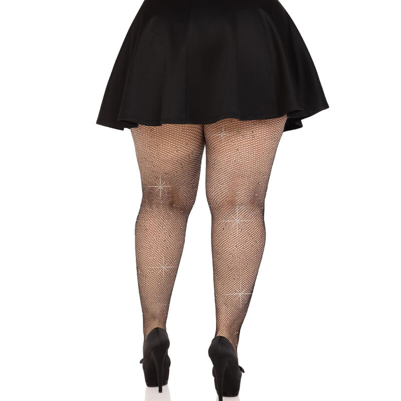 Leg Avenue - Medias Rejilla Cristalizada Negro Plus Size 2 Leg Avenue - Medias Rejilla Cristalizada Negro Plus Size - Imagen 2