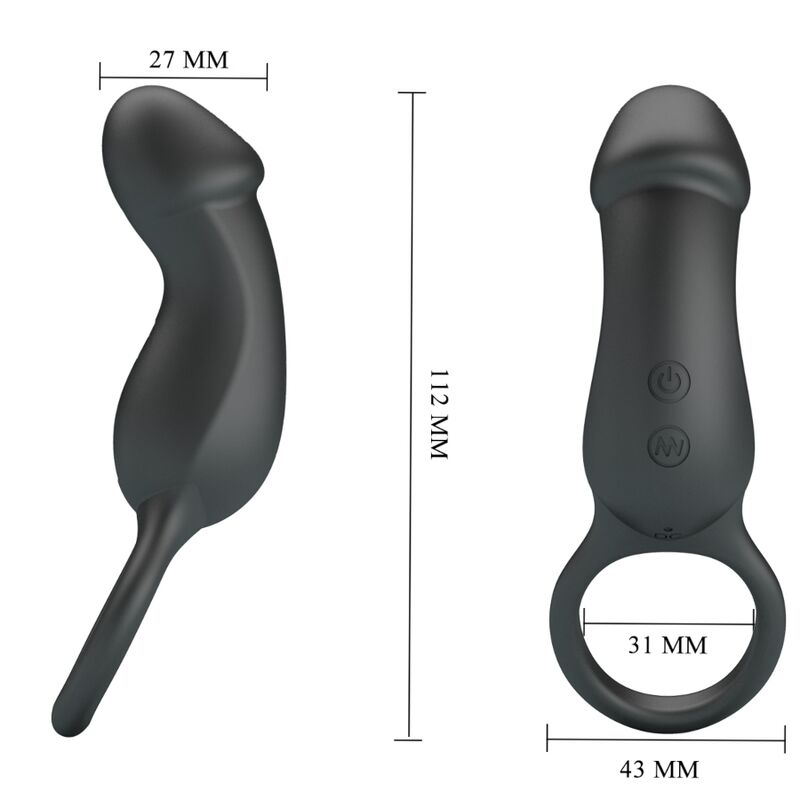 Pretty Love - Trae Anillo Vibrador Con Estimulador Negro 4 Pretty Love - Trae Anillo Vibrador Con Estimulador Negro - Imagen 4