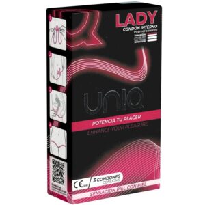 Uniq - Lady Condom Preservativos Femeninos con Liguero Sin Latex 3 Unidades