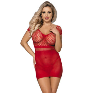 Subblime - 951924 Vestido de Rejilla Croché Corto Rojo