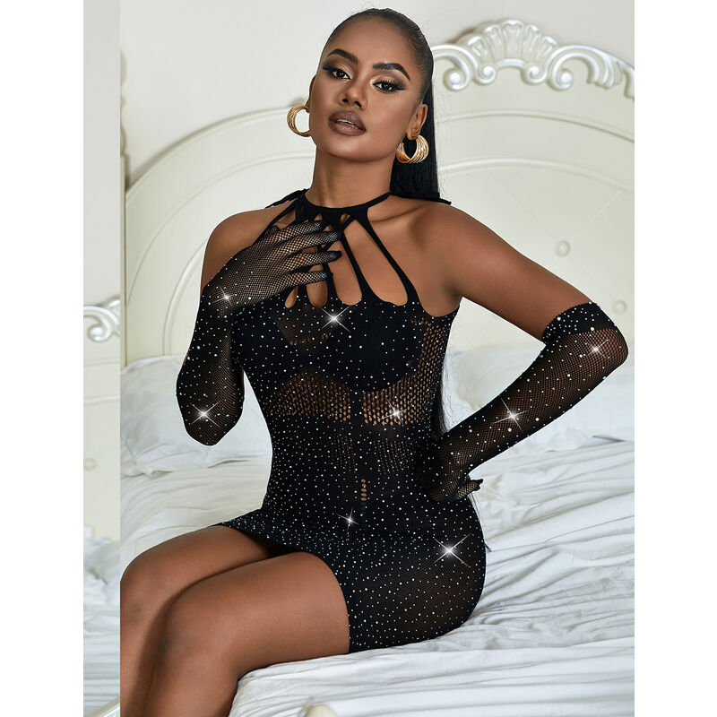 Subblime - 952235 Vestido De Rejilla Con Brillantes Negro 9 Subblime - 952235 Vestido De Rejilla Con Brillantes Negro - Imagen 9