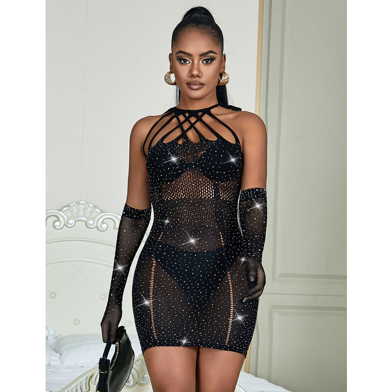 Subblime - 952235 Vestido De Rejilla Con Brillantes Negro 6 Subblime - 952235 Vestido De Rejilla Con Brillantes Negro - Imagen 6