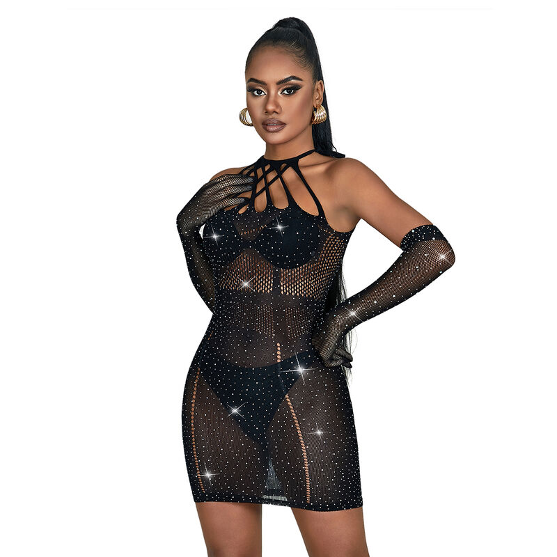 Subblime - 952235 Vestido De Rejilla Con Brillantes Negro 4 Subblime - 952235 Vestido De Rejilla Con Brillantes Negro - Imagen 4