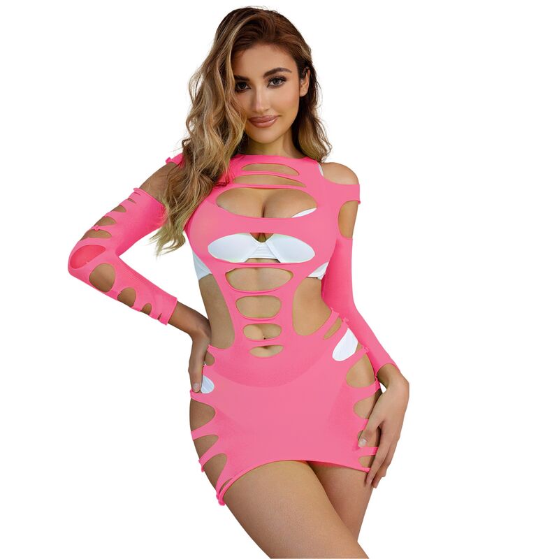 Subblime - 952273 Vestido De Rejilla Elástico Manga Larga Rosa 6 Subblime - 952273 Vestido De Rejilla Elástico Manga Larga Rosa - Imagen 6