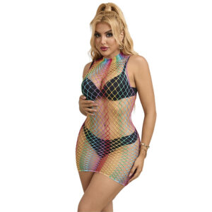Subblime - 952433 Vestido de Rejilla Sin Mangas con Cuello Alto Arcoiris