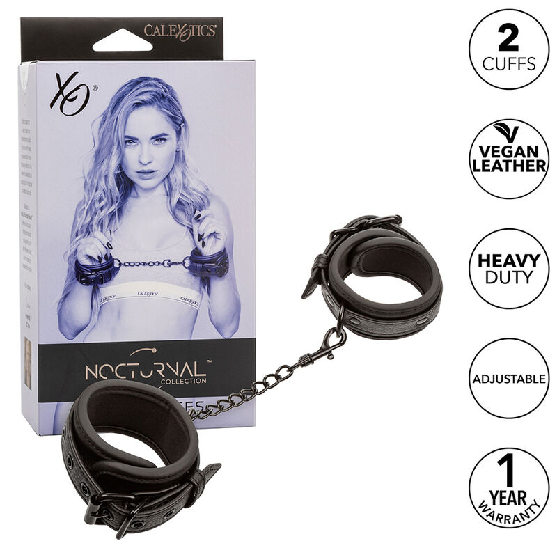 Calexotics - Nocturnal Esposas Cuero Ajustable Negro 1 Calexotics - Nocturnal Esposas Cuero Ajustable Negro