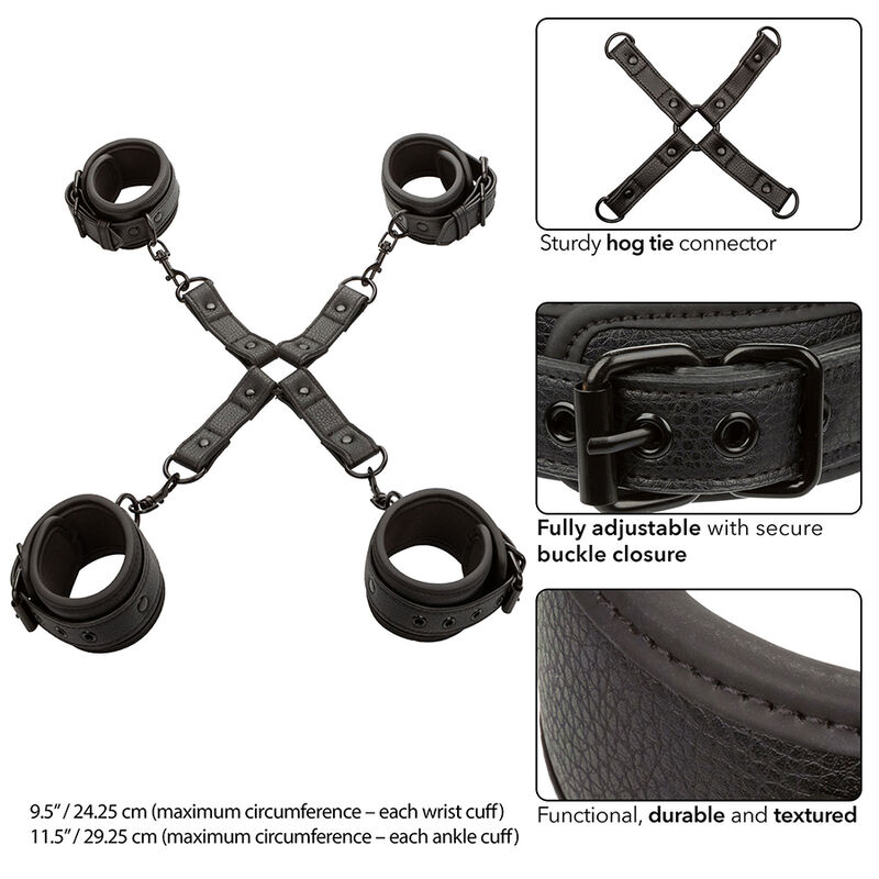 Calexotics - Nocturnal Conector Hog Tie Cuero Ajustable Negro 4 Calexotics - Nocturnal Conector Hog Tie Cuero Ajustable Negro - Imagen 4