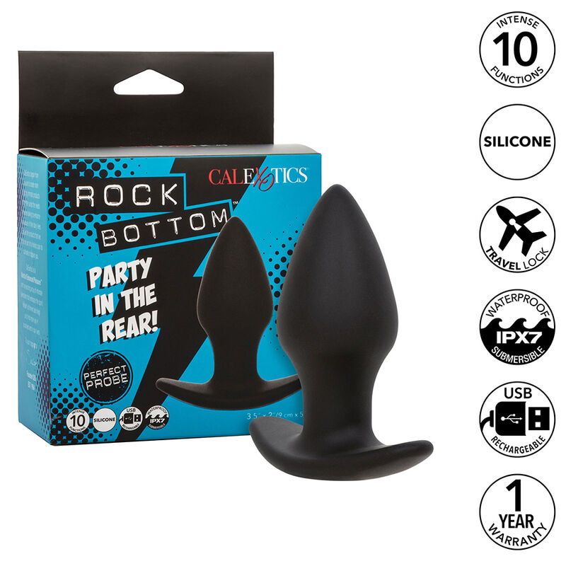 Calexotics - Rock Bottom Perfect Plug Anal 10 Vibraciones Silicona Negro 1 Calexotics - Rock Bottom Perfect Plug Anal 10 Vibraciones Silicona Negro