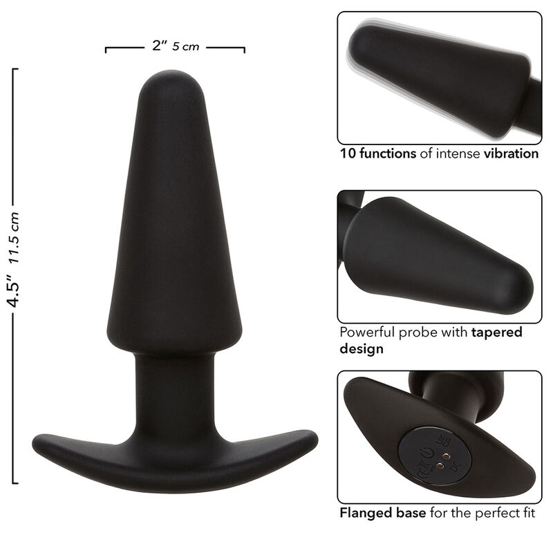 Calexotics - Rock Bottom Plug Anal Cónico 10 Vibraciones Silicona Negro 7 Calexotics - Rock Bottom Plug Anal Cónico 10 Vibraciones Silicona Negro - Imagen 7