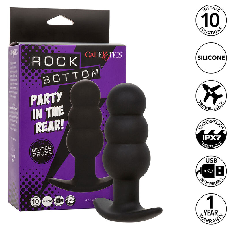 Calexotics - Rock Bottom Plug Anal Con Cuentas 10 Vibraciones Silicona Negro 1 Calexotics - Rock Bottom Plug Anal Con Cuentas 10 Vibraciones Silicona Negro