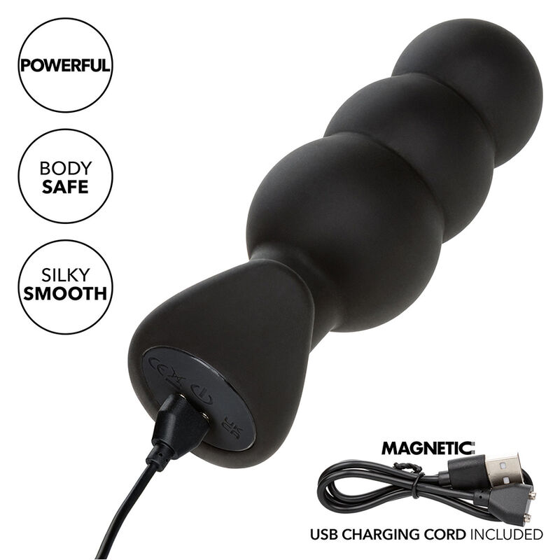 Calexotics - Rock Bottom Plug Anal Con Cuentas 10 Vibraciones Silicona Negro 8 Calexotics - Rock Bottom Plug Anal Con Cuentas 10 Vibraciones Silicona Negro - Imagen 8