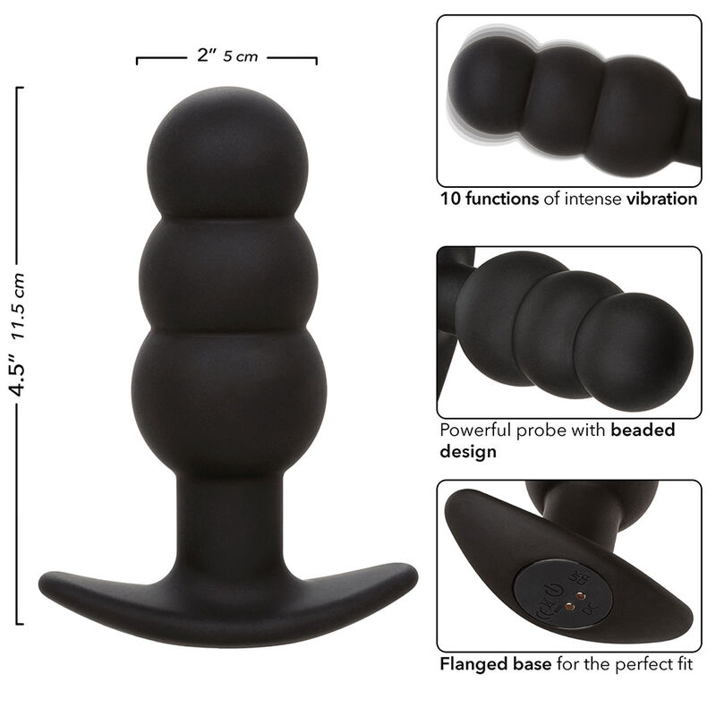 Calexotics - Rock Bottom Plug Anal Con Cuentas 10 Vibraciones Silicona Negro 7 Calexotics - Rock Bottom Plug Anal Con Cuentas 10 Vibraciones Silicona Negro - Imagen 7