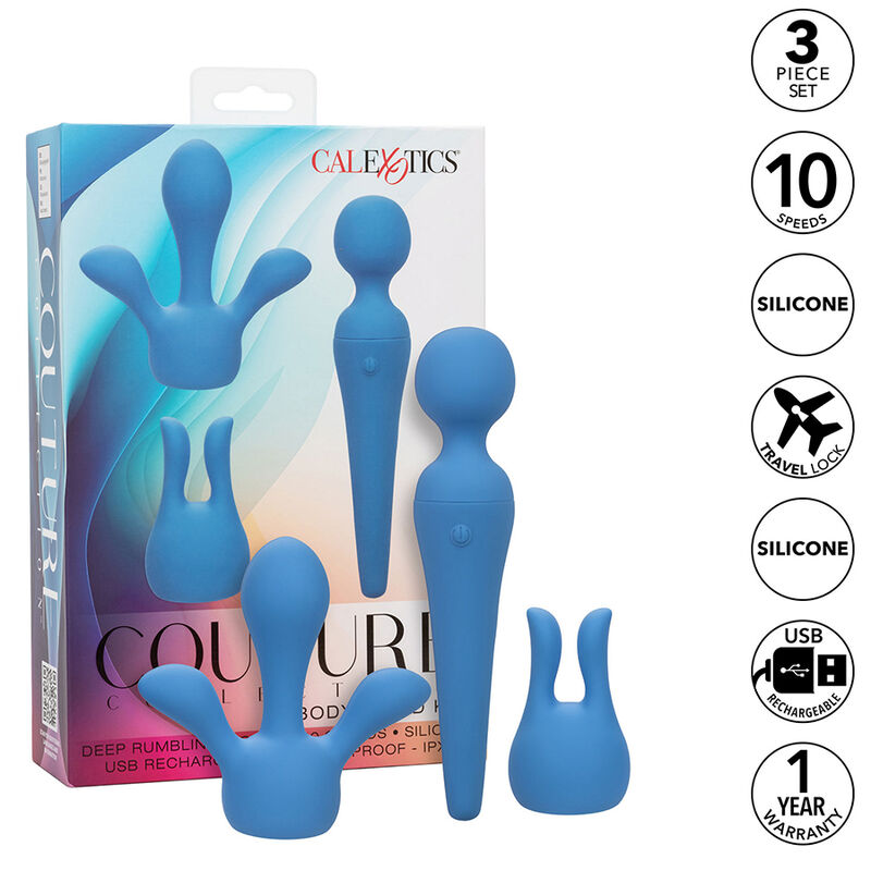Calexotics - Couture Kit Vibrador Wand 10 Vibraciones Azul 1 Calexotics - Couture Kit Vibrador Wand 10 Vibraciones Azul