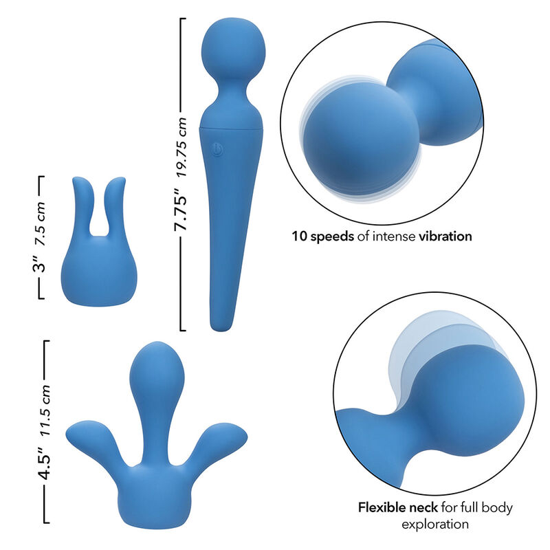 Calexotics - Couture Kit Vibrador Wand 10 Vibraciones Azul 8 Calexotics - Couture Kit Vibrador Wand 10 Vibraciones Azul - Imagen 8