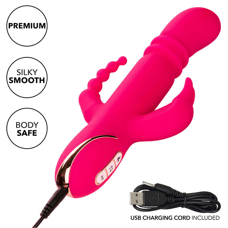 Calexotics - Jack Fantasy Triple Vibrador Calentable Rabbit Rosa 8 Calexotics - Jack Fantasy Triple Vibrador Calentable Rabbit Rosa - Imagen 8