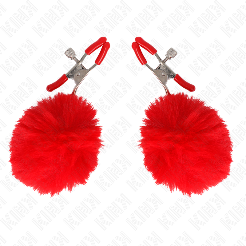 Kink - Pinzas Para Pezones Con Pompón Rojo 6 Cm 2 Kink - Pinzas Para Pezones Con Pompón Rojo 6 Cm - Imagen 2
