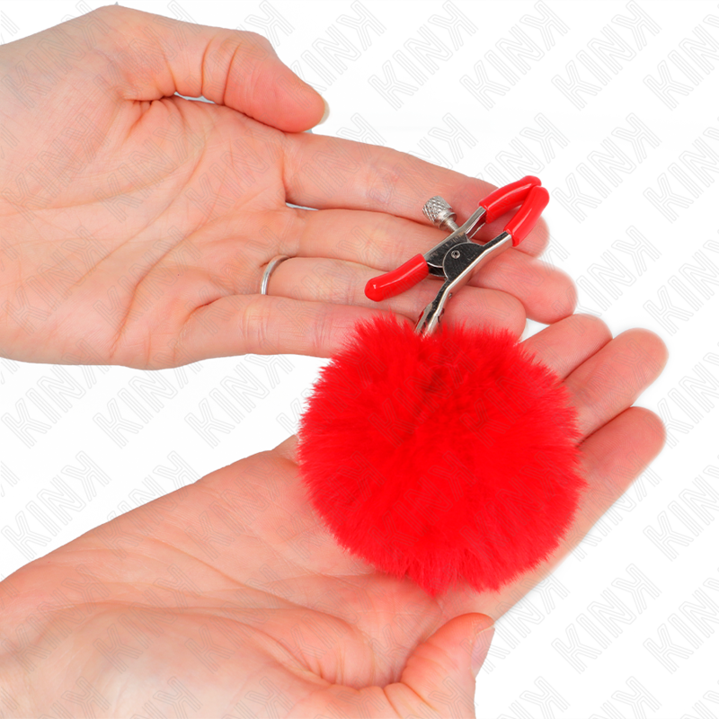Kink - Pinzas Para Pezones Con Pompón Rojo 6 Cm 3 Kink - Pinzas Para Pezones Con Pompón Rojo 6 Cm - Imagen 3