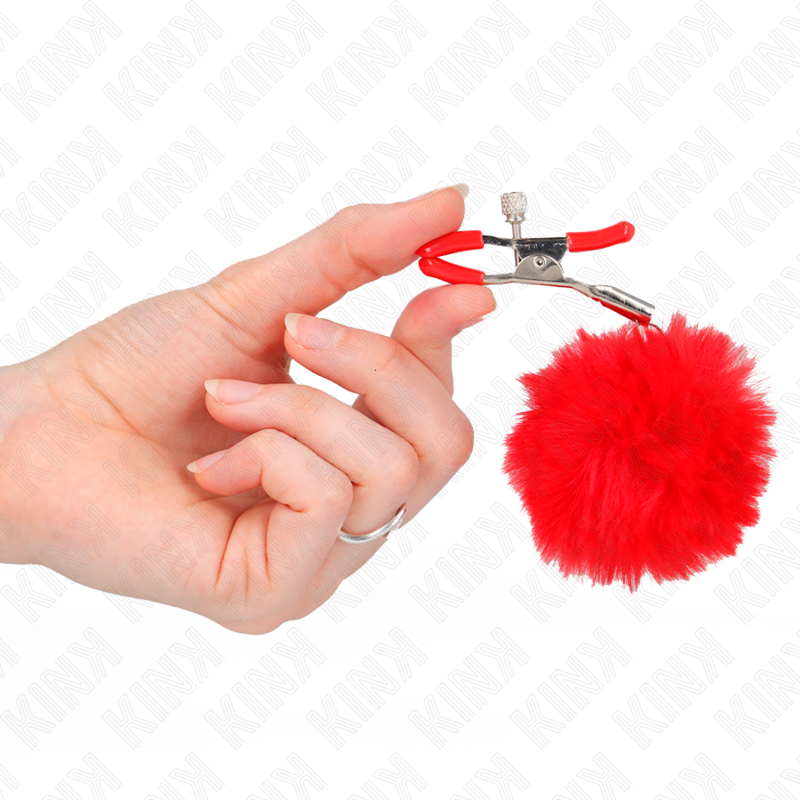 Kink - Pinzas Para Pezones Con Pompón Rojo 6 Cm 4 Kink - Pinzas Para Pezones Con Pompón Rojo 6 Cm - Imagen 4