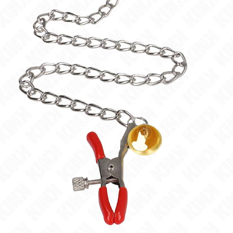 Kink - Pinzas Para Pezones Y Clítoris Rojas Con Cascabel Dorado Y Cadena 30 Cm 4 Kink - Pinzas Para Pezones Y Clítoris Rojas Con Cascabel Dorado Y Cadena 30 Cm - Imagen 4