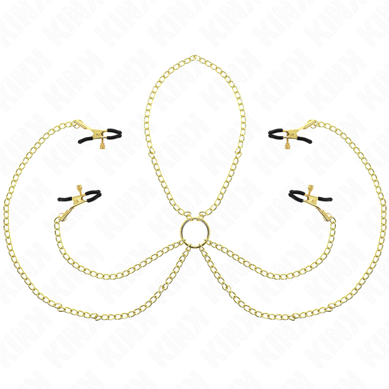 Kink - Pinzas Para Pezones Y Clítoris 4 Enganches Ajustable Dorado 1 Kink - Pinzas Para Pezones Y Clítoris 4 Enganches Ajustable Dorado