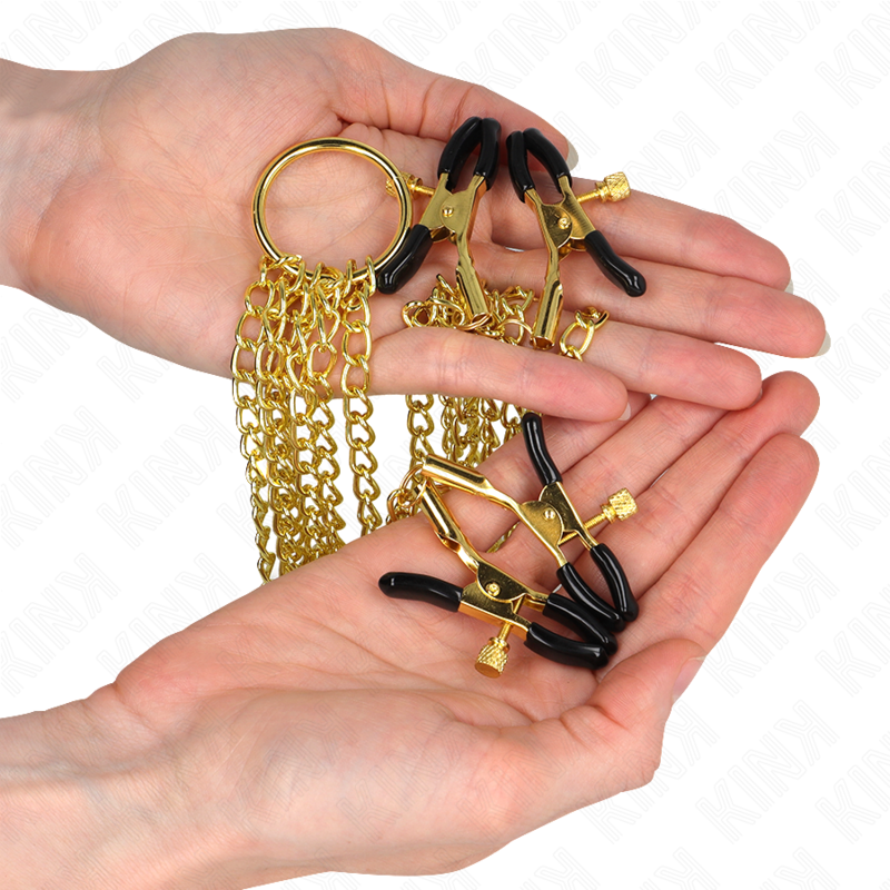 Kink - Pinzas Para Pezones Y Clítoris 4 Enganches Ajustable Dorado 3 Kink - Pinzas Para Pezones Y Clítoris 4 Enganches Ajustable Dorado - Imagen 3