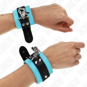 Kink - Muñequeras con Cierre Premium Negro / Azul Ajustable 21-28 Cm X 5.5 Cm