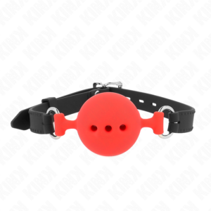 Kink - Mordaza 55 X 2 Cm de Bola 5 Cm de Silicona Completa Talla L Rojo Ajustable 35-51 Cm