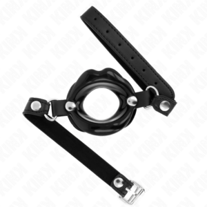 Kink - Mordaza Labial 8 Cm con Correa de Polipiel Negro 63 X 2 Cm Ajustable 39-58 Cm