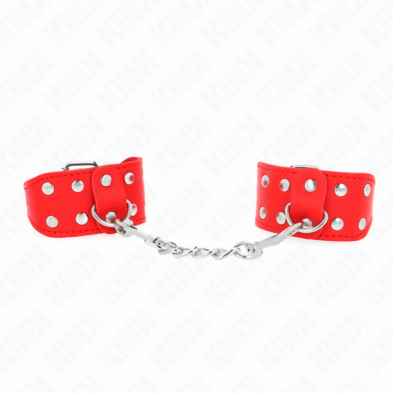Kink - Muñequeras Con Doble Línea De Tachuelas Ajustable Rojo 1 Kink - Muñequeras Con Doble Línea De Tachuelas Ajustable Rojo