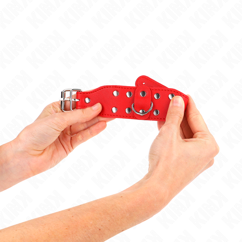 Kink - Muñequeras Con Doble Línea De Tachuelas Ajustable Rojo 4 Kink - Muñequeras Con Doble Línea De Tachuelas Ajustable Rojo - Imagen 4