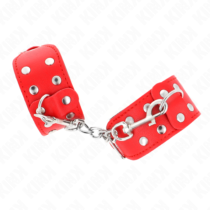 Kink - Muñequeras Con Doble Línea De Tachuelas Ajustable Rojo 2 Kink - Muñequeras Con Doble Línea De Tachuelas Ajustable Rojo - Imagen 2