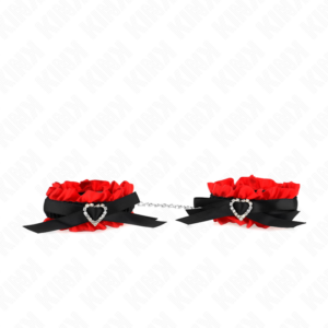 Kink - Muñequeras Elásticas de Encaje con Detalle Corazón Rojo Ajustable 22-35 Cm