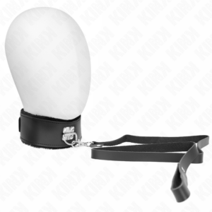 Kink - Collar con Correa 116 Cm de Piel Negro Ajustable 40-48 Cm X 6 Cm