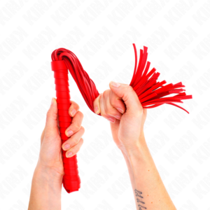 Kink - Látigo con Mango Texturizado Rojo 48.5 Cm