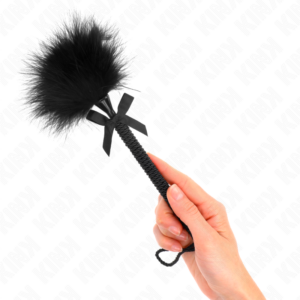 Kink - Masajeador de Cuerda de Nailon con Plumas para Cosquillas y Lazo Negro 25 Cm