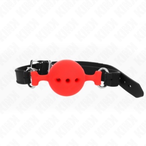 Kink - Mordaza 55 X 2 Cm de Bola 4.5 Cm de Silicona Completa Talla M Rojo Ajustable 35-51 Cm