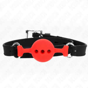 Kink - Mordaza 55 X 2 Cm de Bola 4 Cm de Silicona Completa Talla S Rojo Ajustable 35-51 Cm